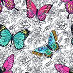 多彩蝴蝶与花卉图案背景