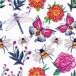 花卉昆虫图案的精美插画