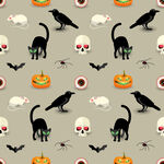 万圣节黑猫蝙蝠图案设计