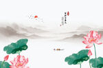 国画荷花背景墙