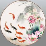 锦鲤荷花圆形图