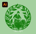 手工炒茶插画