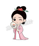 古风汉服萌妹子持扇