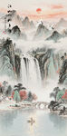 竖幅山水画