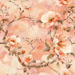 粉色花卉水彩风装饰图案