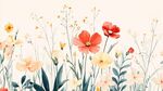 春日烂漫花卉水彩插画