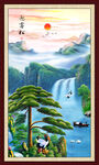 油画迎客松