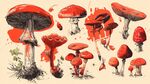红蘑菇手绘插画集合
