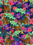 多彩花卉豹纹图案布料