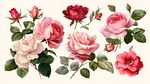 复古风多彩玫瑰插画