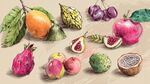 手绘缤纷多样新鲜水果图