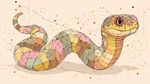 彩色几何风缠绕的可爱蛇