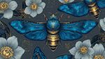 蓝金蜂花图案 梦幻又精美