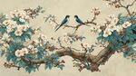 双燕栖花图