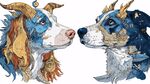 神话风双犬头像奇幻插画