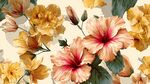 复古风芙蓉花卉图案