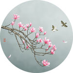 新中式花鸟玉兰