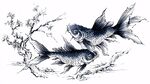水墨双金鱼图