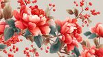 红色牡丹花卉精美图案