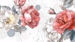 水彩风玫瑰花卉图案背景