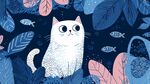 白猫置身梦幻叶鱼世界