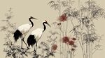 双鹤立竹间图
