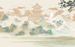水墨山水间的古韵楼阁