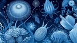 梦幻蓝色海底生物插画