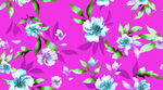 粉色底蓝白花卉图案