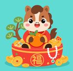 萌态生肖马迎新春红包形象