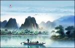 禅意山水水墨画