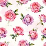 水彩玫瑰花四方连续图