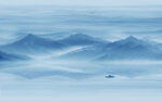 蓝色山水画