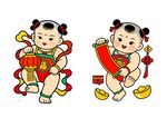 年画娃娃矢量