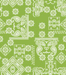 绿色底纹几何花卉图案