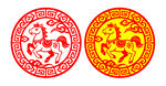 马年传统圆形剪纸图案