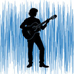 弹吉他的人物剪影