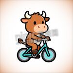 卡通小牛骑自行车