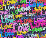 多彩爱心文字图案背景