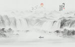 国画山水画背景墙