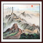 高清万里长城国画电视背景墙