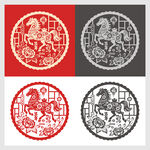 马年门贴窗花剪纸静电贴