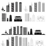 福州景点建筑城市旅游剪影地标志