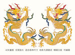祥瑞升龙双龙纹线描龙包装龙标签