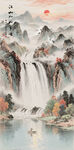 竖幅玄关山水画