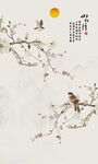新中式白玉兰工笔花鸟玄关装饰画