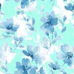 蓝白花卉水彩图案背景
