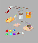 画笔颜料调色盘