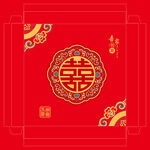 中式喜庆红色双喜图案设计