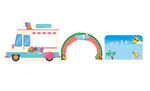 卡通风格的彩虹与冰淇淋车